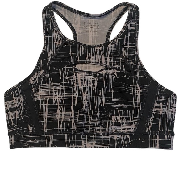 Calvin Klein Black and Gray Sport Bra - Picture 1 of 5